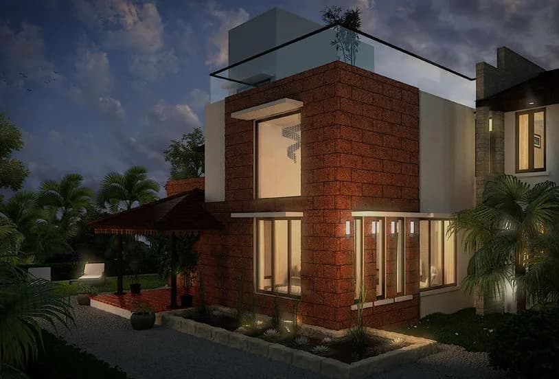 Sun Estates Morjim Villas — Night View