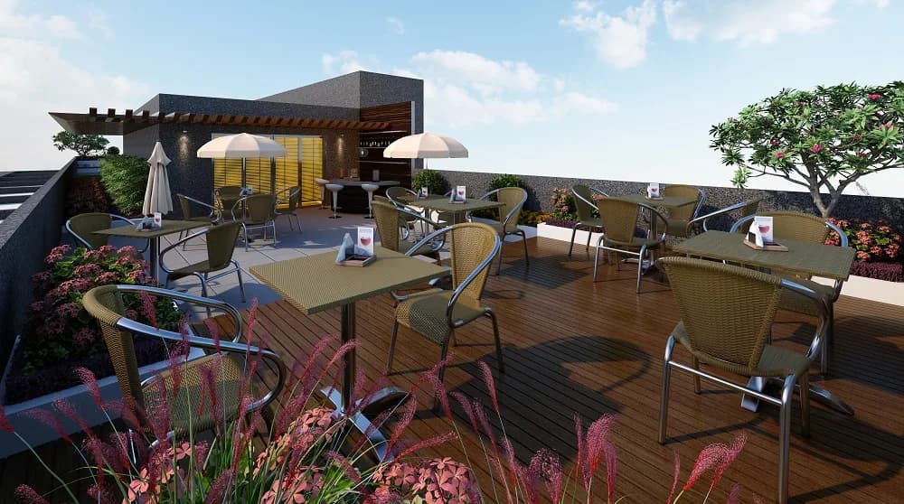 Akshar Stadia — Roof Top Cafeteria