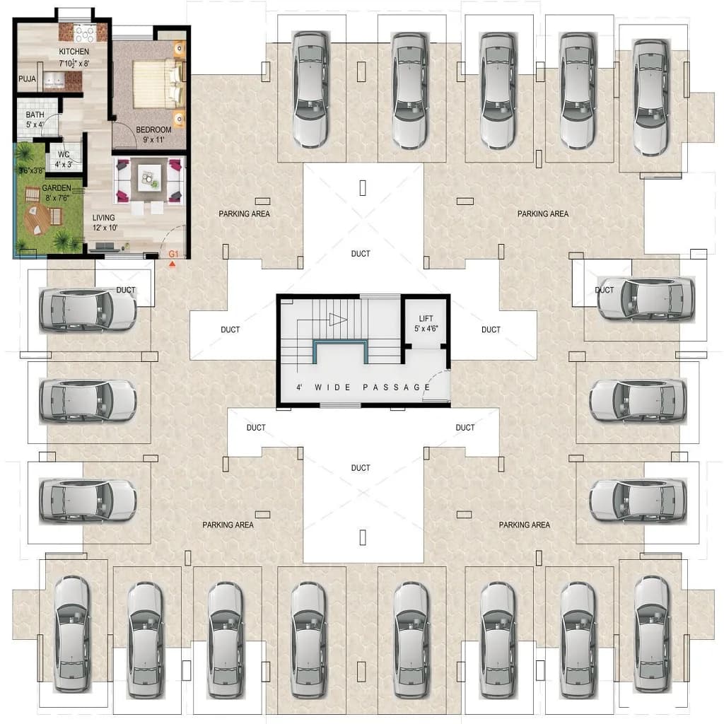 Meghswana Bhakti Serene — Parking