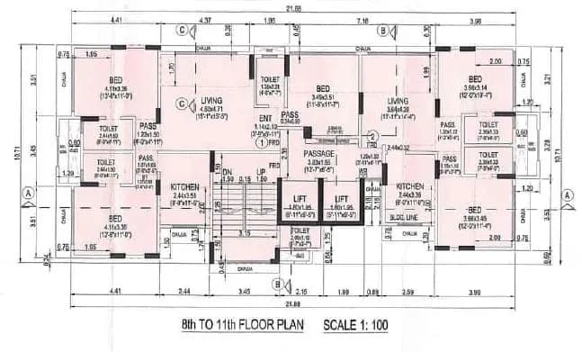 Ambrosial Kesarban — 8th to 11th Floor Plan